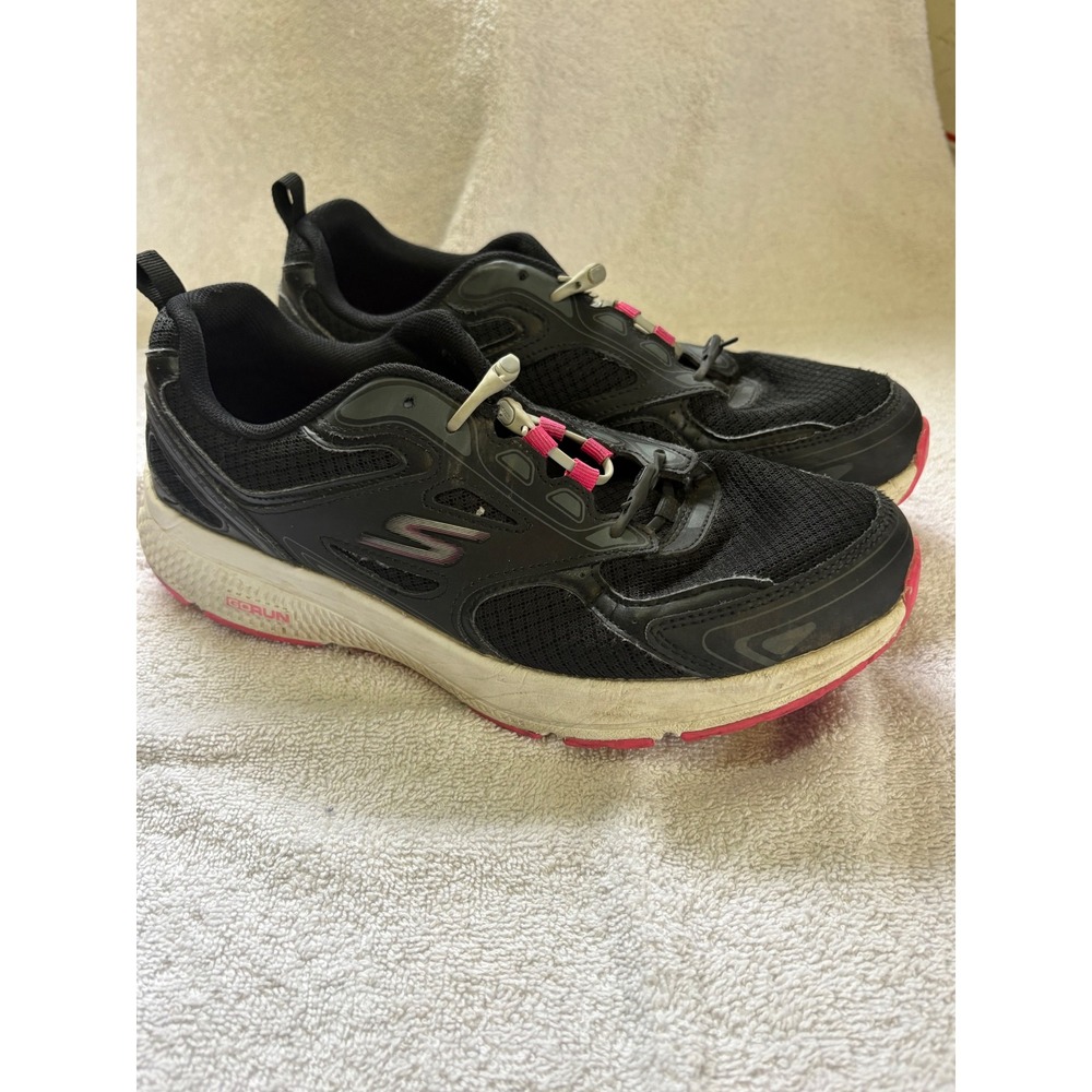 Skechers GOrun Consistent Womens Running Shoes Black Pink 128075 Size 10